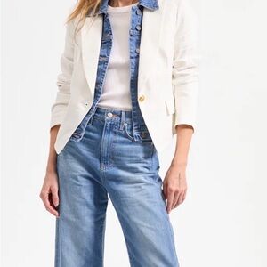 Chic Cream Linen Blazer XS Coastal Minimalist Closet Staple $188 Anthropologie